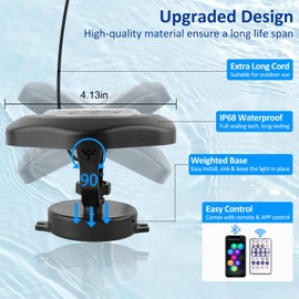 T-SUN Colored Pond Lights with APP and Remote Control – Bright LED Underwater Submersible Fountain Lights, IP68 Waterproof Landscape Spotlight for Garden Koi Pond Aquarium Fish Tank (Set of 4)