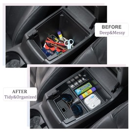 JDMCAR Center Console Organizer Compatible with 2023 2024 2025 2026 Chevy Colorado/GMC Canyon Accessories, Coin Container Armrest Secondary Storage Box with Non-Slip Silicone Mat (Black Trim)