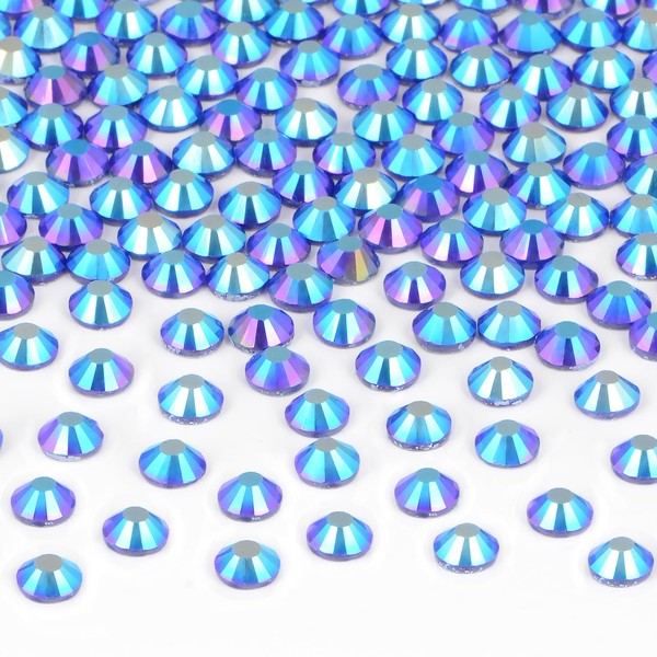 144 Pieces SS30 Sapphire AB Hotfix Rhinestones Flatback Round Crystal