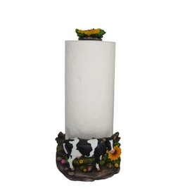 DWK Farmhouse Cow Paper Towel Holder Decorative Farm Kitchen Countertop Towel Dispenser Stand - 15"