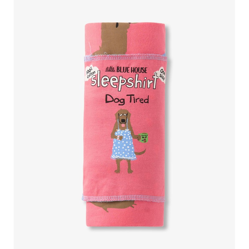 Little Blue House by Hatley Women's Nightshirt, Dog Tired, One