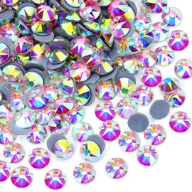 Novani Hotfix Rhinestones 288pcs Crystal AB Round Iron on Rhinestone Style 2088 Sparkly Crystal Gemstones for Fabric and Crafting, SS30 (6.3-6.5mm)