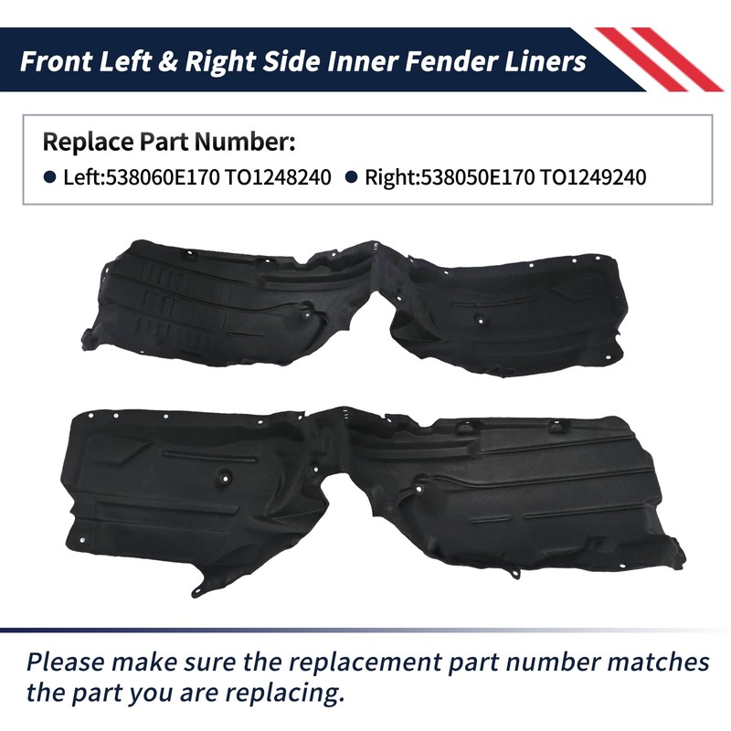 1 Pair Front Left & Right Side Inner Fender Liners