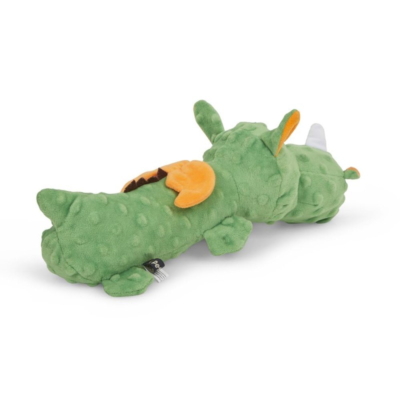 Surrey Feed Dragon Plush Dog Toy with squeaker inside.