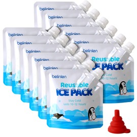 Belinlen 12pack 7"x7" Reusable Ice Packs for Coolers,Long Lasting Cold Freezer Packs Cooler Shock Reusable ice pack for Lunch Bags,School, Beach, Fishing, Camping