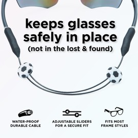 Pilotfish Basics Glasses Strap, No Tail Eyeglass Holder Adjustable Kids Glasses Strap, Anti Slip Sports Glasses Holder Ultra Comfort Sunglasses Eyeglasses Strap for Boys and Girls (Soccer, 12 Inch)