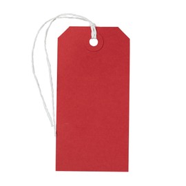 JAM PAPER Gift Tags with String - Medium - 4 3/4 x 2 3/8 - Red - 10/Pack