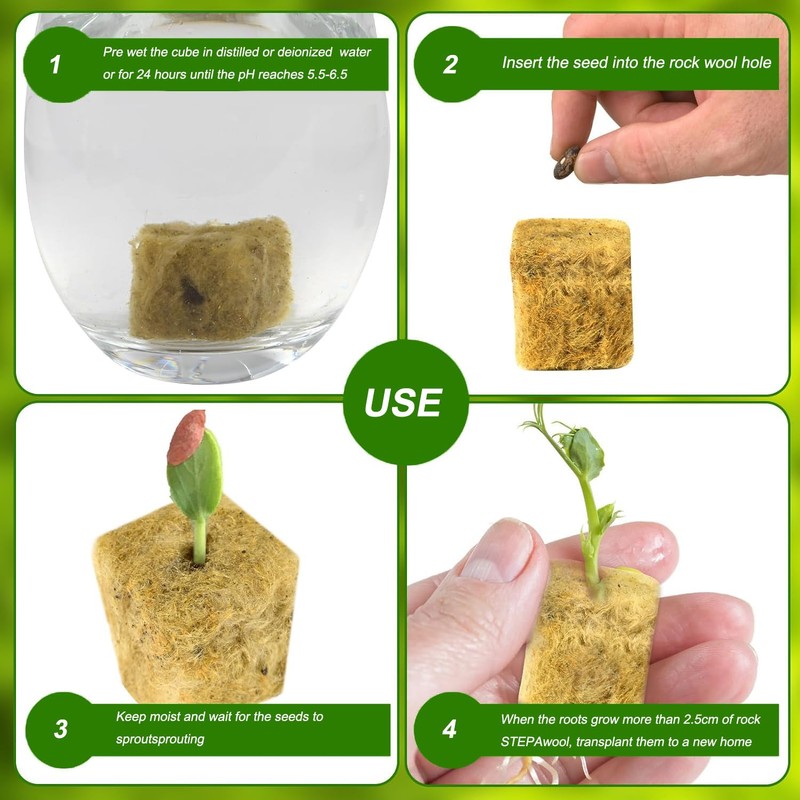 Rigute Pack of 56 Rockwool Cube Rock Wool Grow Propagation