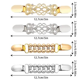 GIUSOBG Cardigan Clip, Pack of 4 Cardigan Clips, Chain Creative Scarf Clips, Vintage Cardigan Clips, Women's Sweater Clips, Scarf Clips, for Blouse, Cardigan, Dresses, Scarf, Jacket, Metal