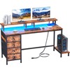 Furologee 55in Computer Desk with 4 Drawers, LED Gaming Desk