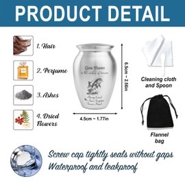 Artsy Woodsy Fishing in Heaven 2.56x1.77 Mini Urns Stainless Steel Decorative Keepsake Urns for Human Ashes, Sympathy Memorial Gifts for Loss of Loved One Male/Dad/Men/Son