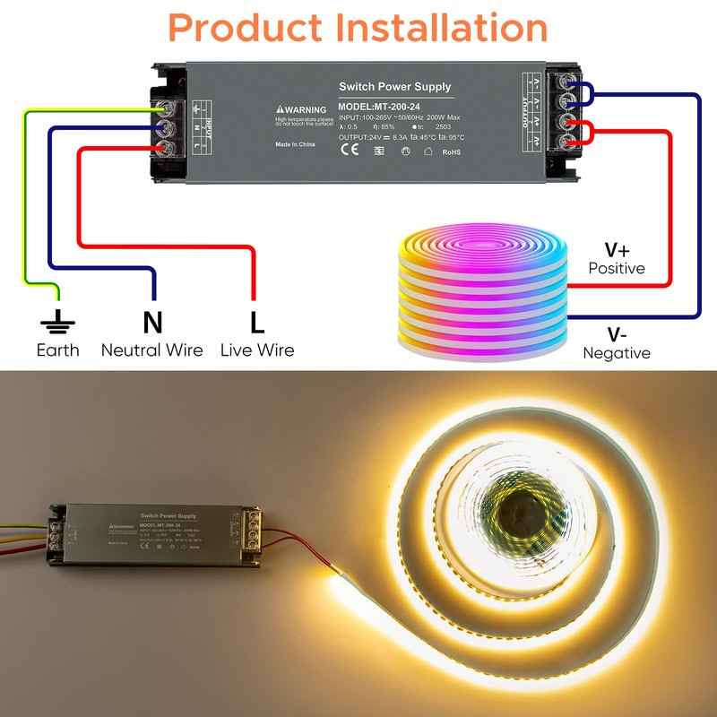 Karyoosi 24V 200W LED Driver, LED Power Supply 8.3A, Transformer