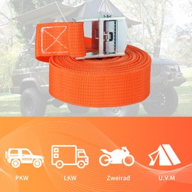 Pack of 10 Tie Down Straps, Lashing Straps 25 mm x 4 m, Lashing Strap with Clamping Clasp, Lashing Strap Bicycle, Suitable for Bicycles, Motorcycles, Luggage, Load Capacity up to 250 kg, According to