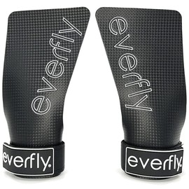 Everfly Fitness Gloves for Crossfit - Grips Men Women - Without Holes - Carbon Fibre - Training Gloves - Gym Calisthenics Equipment - Sports Gloves Pull-Up (Black, E+)