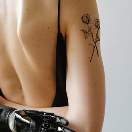 WEEKINK Fake Tattoos – Realistic Temporary Tattoos with Memento Mori & Rose, Sketch Style Designs, 2 Sheets Kit for Men & Women