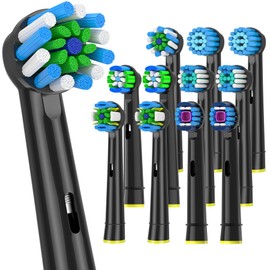 AOBAMA Replacement Toothbrush Heads Fits Oral B Braun for Precision/Precision Clean PRO/Sensitive/Cross Clean Replacement Brush Heads (Black-12-b1, Medium)