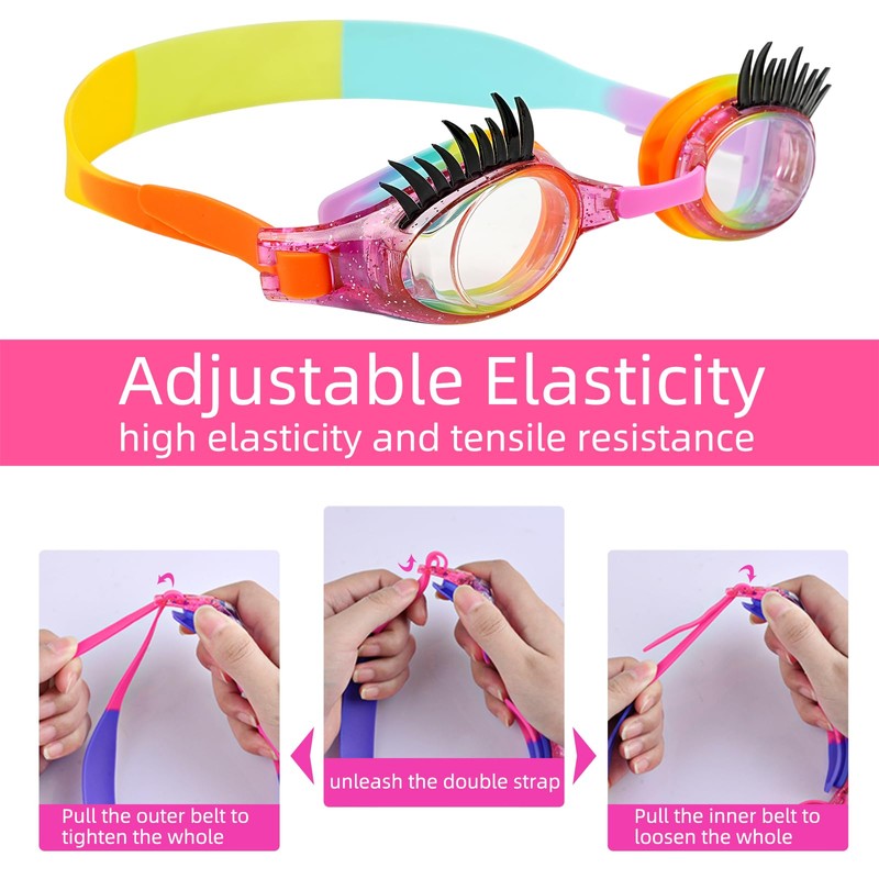 iToobe Kids Swimming Goggles with Eyelash, Kids Swim Goggles with