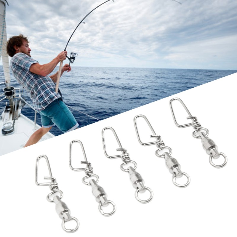 50Pcs High Strength Fishing Snap Swivels Stainless Steel B Type