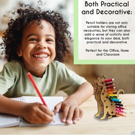 Coppermoon Boutique Wooden Cat Rainbow Pencil Holders and Pencil Storage - Wooden Desk Organiser and Phone Holder for Art Storage, Kids room Accessories Unique Artist Pencil Organiser