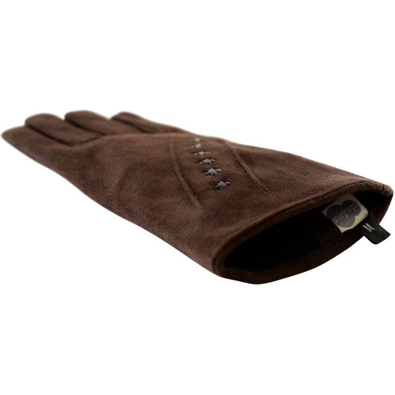 SNUGRUGS Ladies Suede Gloves with Fleece Lining and Stitch Design