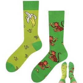 TODO Colours Funny Socks with Motif - Multicoloured, Colourful, Crazy for the Joy of Life, Banana Monkey Socks, 35 - 38