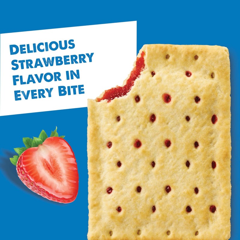 Pop-Tarts Toaster Pastries, Breakfast Foods, Kids Snacks, Unfrosted Strawberry, 13.5oz