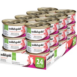 Solid Gold Tropical Blendz Salmon Pate in Coconut Oil - Nutrient-Rich Wet Cat Food for All Life Stages, 24 Pack | Solid Gold