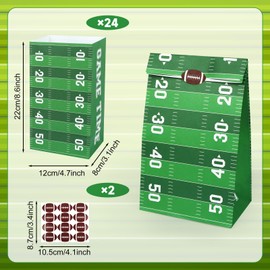 Abilat 24 Pack Football Party Treat Bags with Stickers Paper Football Party Gift Bags Candy Goodie Bags for Sports Themed Party Favors Football Birthday Party Supplies