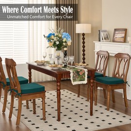 Nobildonna Chair Cushions for Dining,Kitchen,Office, 2'' Thick High-Density Foam Seat Pads with Gel-Infused, Non-Slip, Removable Washable Cover with Ties, Chair Pads,17" x 16",Dark Green,Set of 4