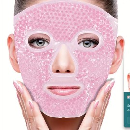 Cooling Face Mask, Cold Face Eye Mask, Gel Beads Hot Heat Cold Compress Pack, Face SPA For Woman Sleeping, Pressure, Headaches, Skin Care - Color: PINK