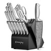 Knife Set, Emojoy 15-Pcs Kitchen Knife Set with Block and