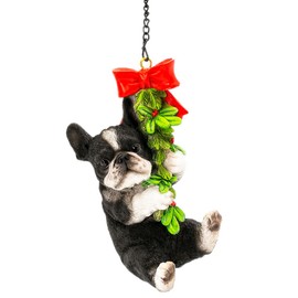Gift Shop Fancy xn-10e Dog Figurine, French Bull, Santa, Hanging, Width 2.7 x Depth 2.2 x Height 4.9 inches (6.9 x 5.5 x 12.5 cm), Christmas Gift Object, Genuine Product, French Bulldog Black