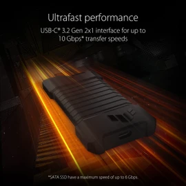 ASUS TUF Gaming A1 USB-C 3.2 Gen 2x1 SSD Enclosure (SSD case), Supports Both, M.2 NVMe PCIe and SATA interfaces, M.2 Q-Latch, MIL-STD-810H Drop Resistance, IP68 Water and dust Resistance - Black