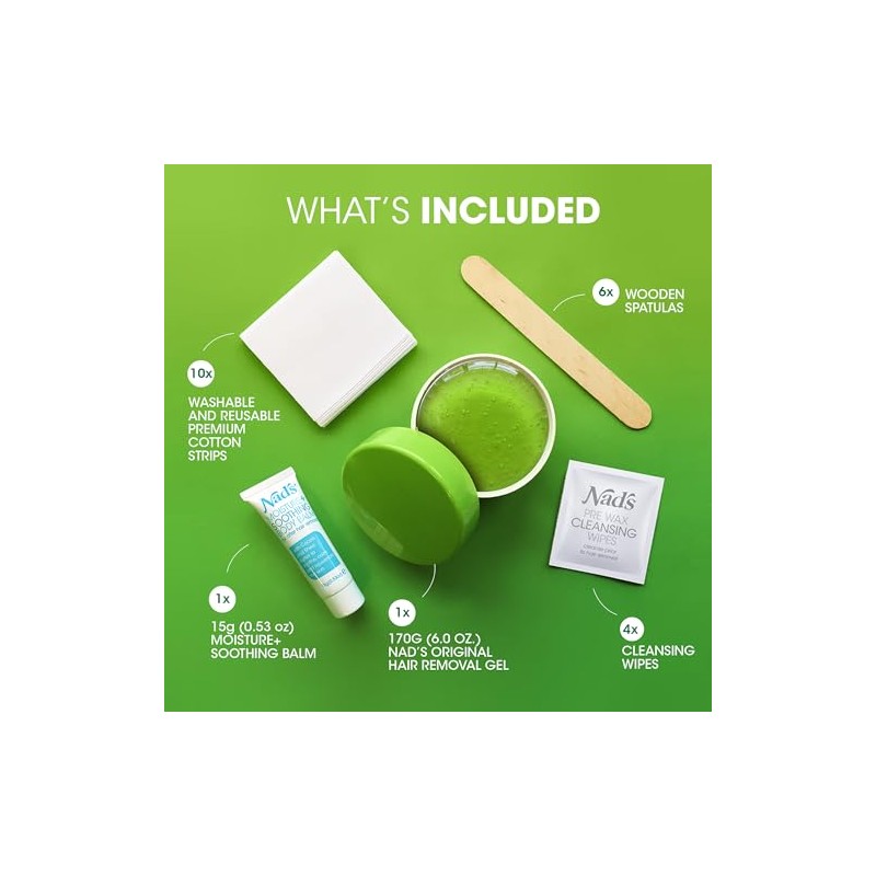 Nad's gel para remover bellos sin calor, kit de 6