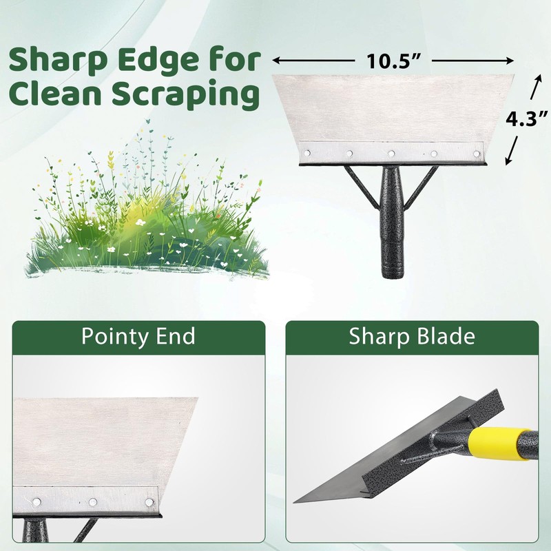 Garden Flat Shovel,74" Ice Scraper for Driveway Sidewalks, Floor Ice