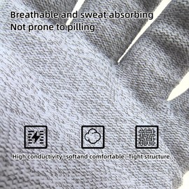 KYJiuLiu Conductive Silver Fiber Gloves,Grounding Gloves,Release Static Electricity,Massage Glove,Touch Screen,1 Pair(Includes 2 Grounding Wire)