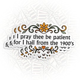 I Pray Thee Be Patient for I Hail from The 1900s Sticker Millennial 90s Gen X Stickers Die-Cut Waterproof Vinyl Sticker for Laptop Water Bottle Decal Birthday Gifts for Her Him Multi Sizes