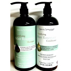 SJ Creations Beauty Untouched ~ Mint Rosemary Fortifying Shampoo & Conditioner 32 fl oz Each