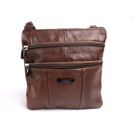 Ladies Genuine Leather Crossover Body Bag (BROWN)