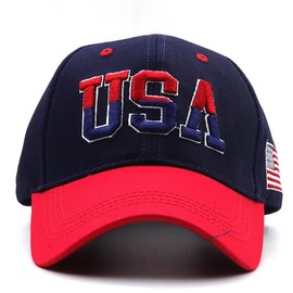USA Flag Baseball Cap Navy-Blue 2 American Patriotic Trucker Hat Father Dad Mother Mom Adjustable Sportswear Hat for Men Women Adults