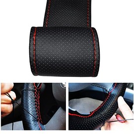 Ymiko Funda para Volante, Funda Universal para Volante de Coche, Funda para Volante de Cuero de Microfibra Perforada Cosida a Mano para Volante de 38 