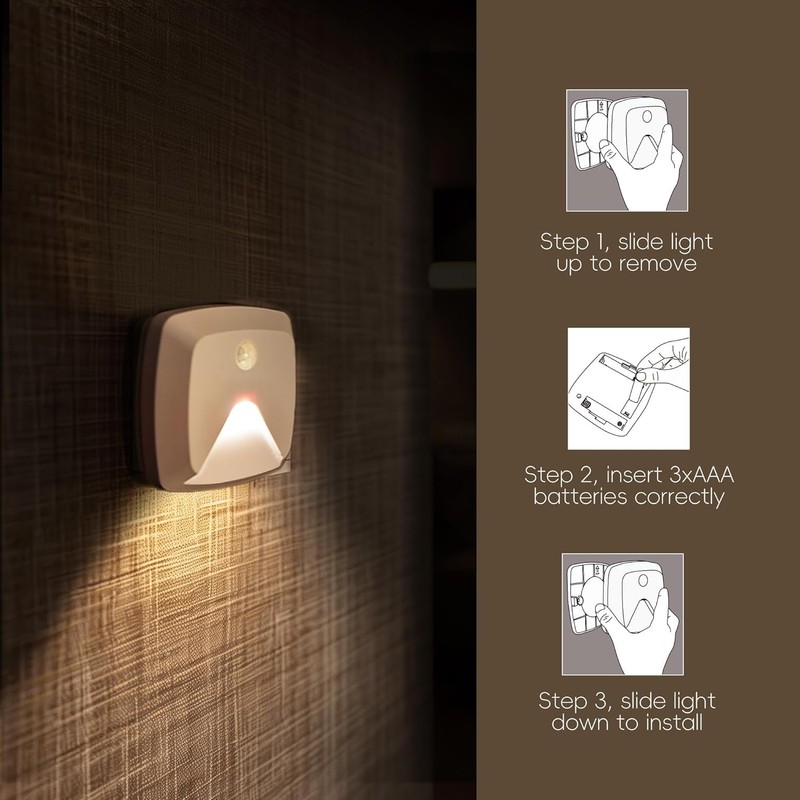 innofox 10-Pack Stick-on Motion Sensor Lights, Warm White LED Night
