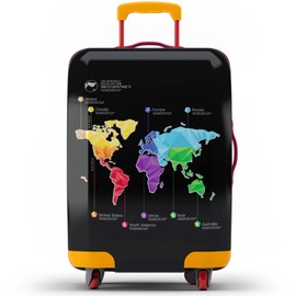 TYXHXTF Luggage Cover, Elastic Suitcase Protective Cover, Washable Dustproof Trolley Case Protector, Map Travel Suitcase Covers Fit 26-28 Inch (L)