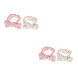 LALAFINA 4pcs Elastic Bow Hair Clips Makeup Headband Washable Hair Ribbon for Spa and Yoga