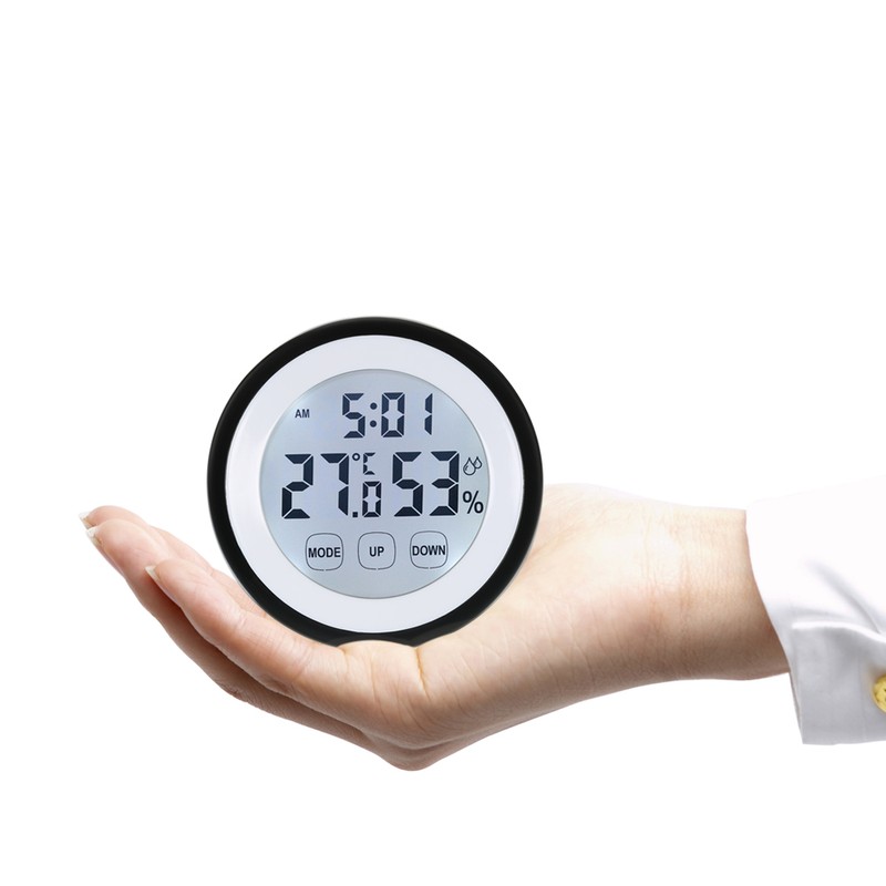 °C/°F Digital Thermometer Hygrometer Temperature Humidity Meter Alarm Clock Touch