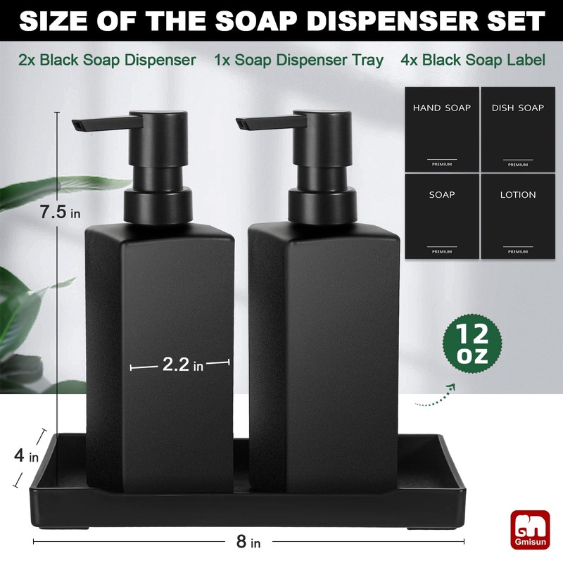 GMISUN Kitchen Soap Dispenser Set, Hand and Dish Soap Dispensers,