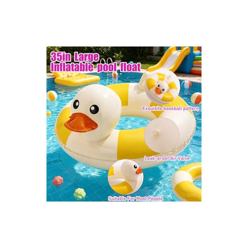 2-Pack Duck Pool Float - Fun Floaties Inflatable Swimming Pool
