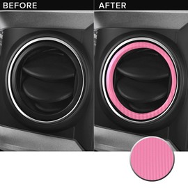 AC Vent Rings Vinyl Decal Overlays Wrap Trim Inserts Sticker Compatible with and Fits Tacoma 2016 2017 2018 2019 2020 - Carbon Fiber Pink
