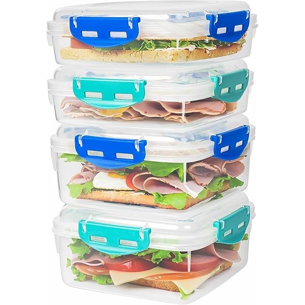 4 PCS Sandwich Containers - 100% Airtight & BPA-Free &