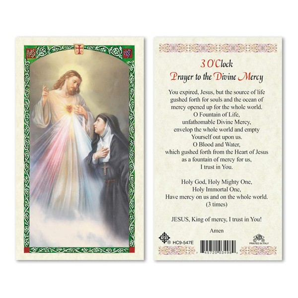 3 O'Clock Divine Mercy Laminated Prayer Cards - Pack of 25-